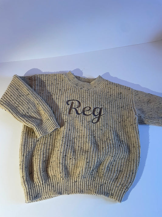 Brown fleck personalised knit jumper