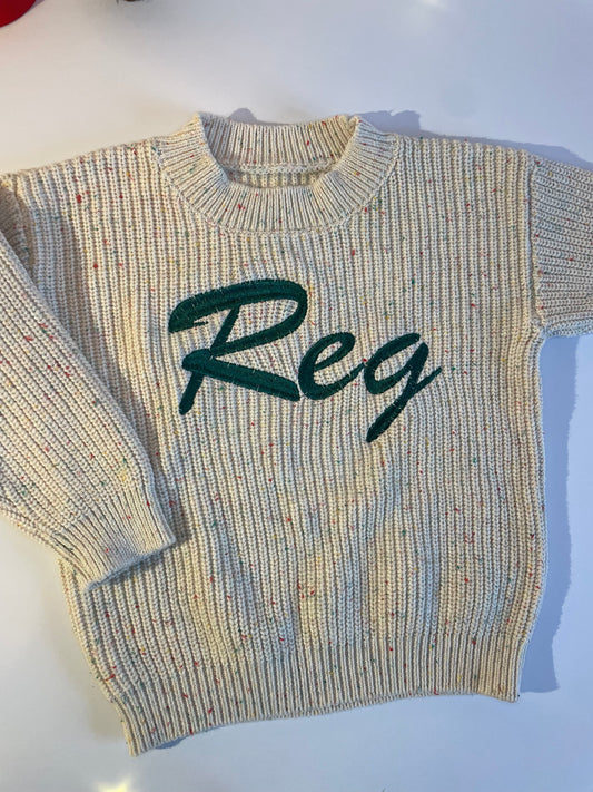Personalised speckled knitted jumper