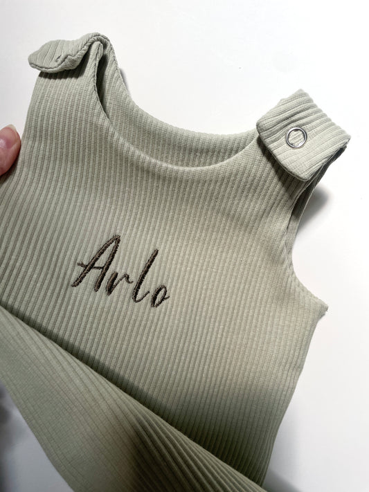 Personalised ribbed dungarees