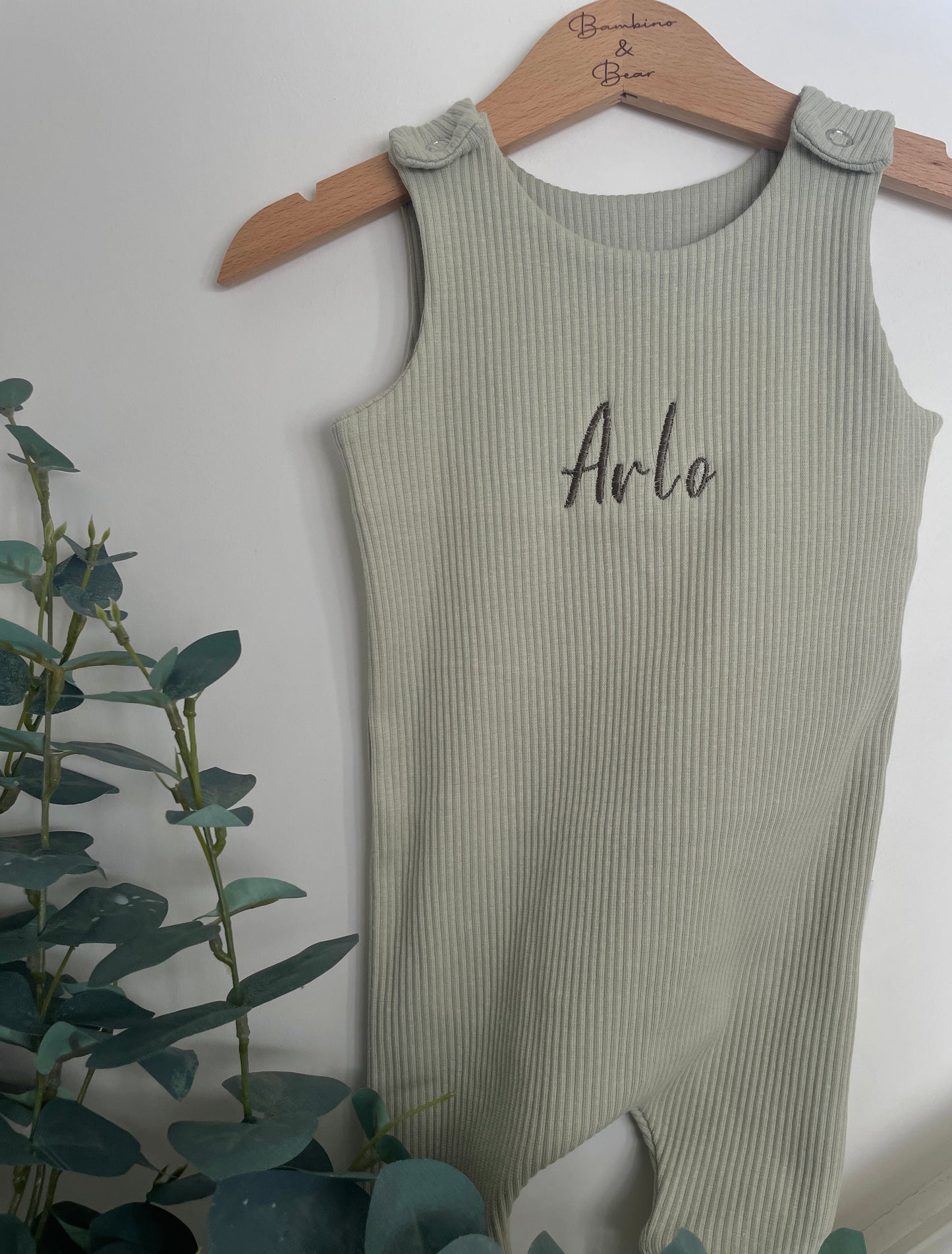 Personalised ribbed dungarees