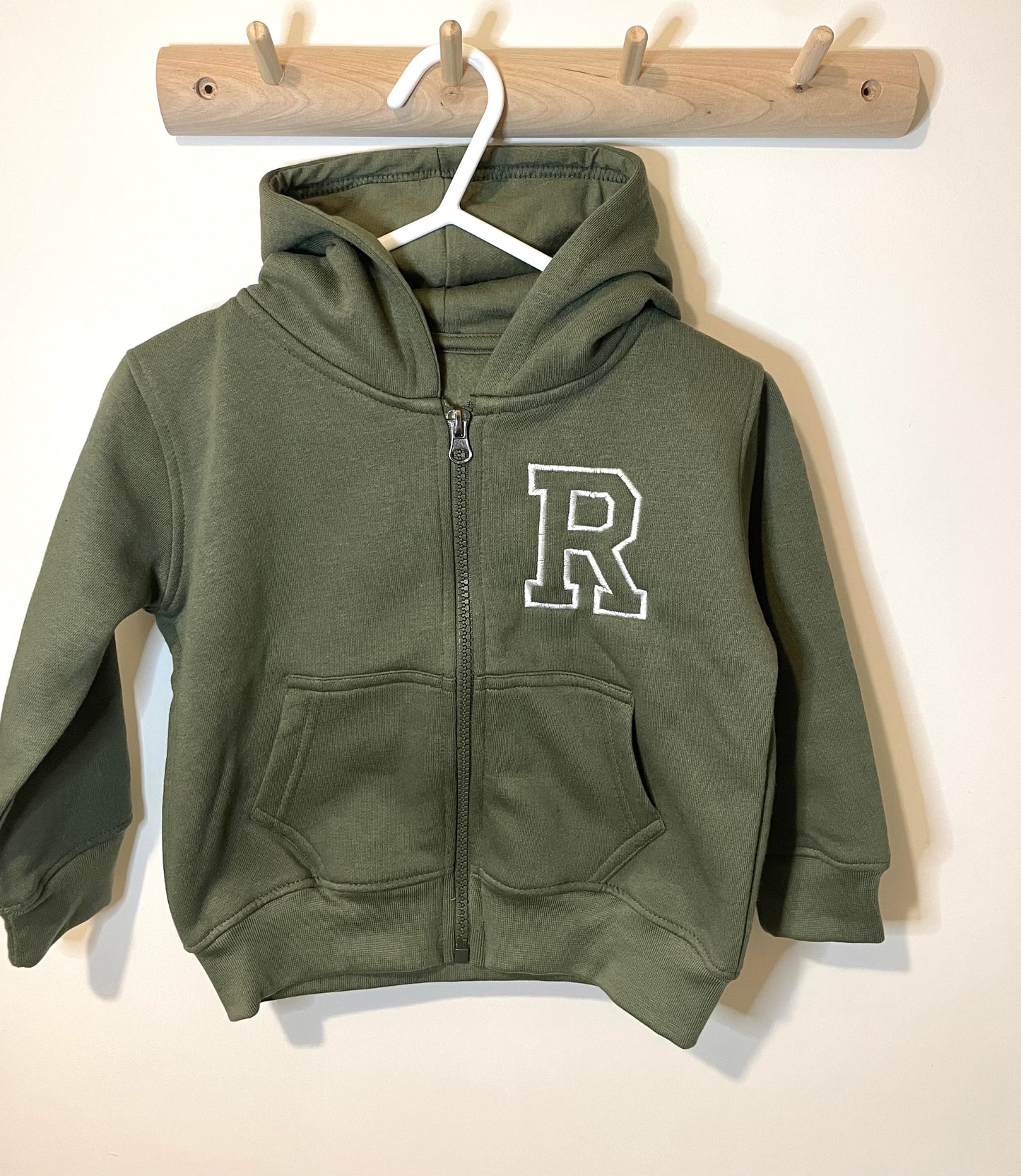 Varsity letter zip up hoodie